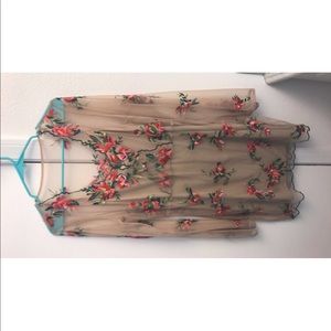 Nude mesh floral dress